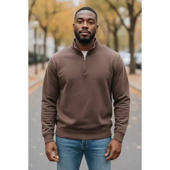 Van Heusen Flex Quarter Zip Pullover Brown XXL - Picture 1 of 6